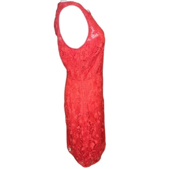 J.Crew Collection Coral Sleeveless Lace Sheath Cocktail Dress Size 2 - Picture 6 of 11